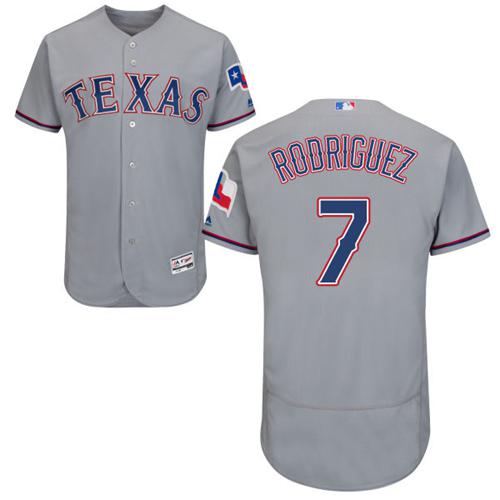 Rangers #7 Ivan Rodriguez Grey Flexbase Authentic Collection Stitched MLB Jersey
